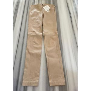 BRUNELLO CUCINELLI BEIGE LEATHER SKINNY PANTS SIZE 2 NWT